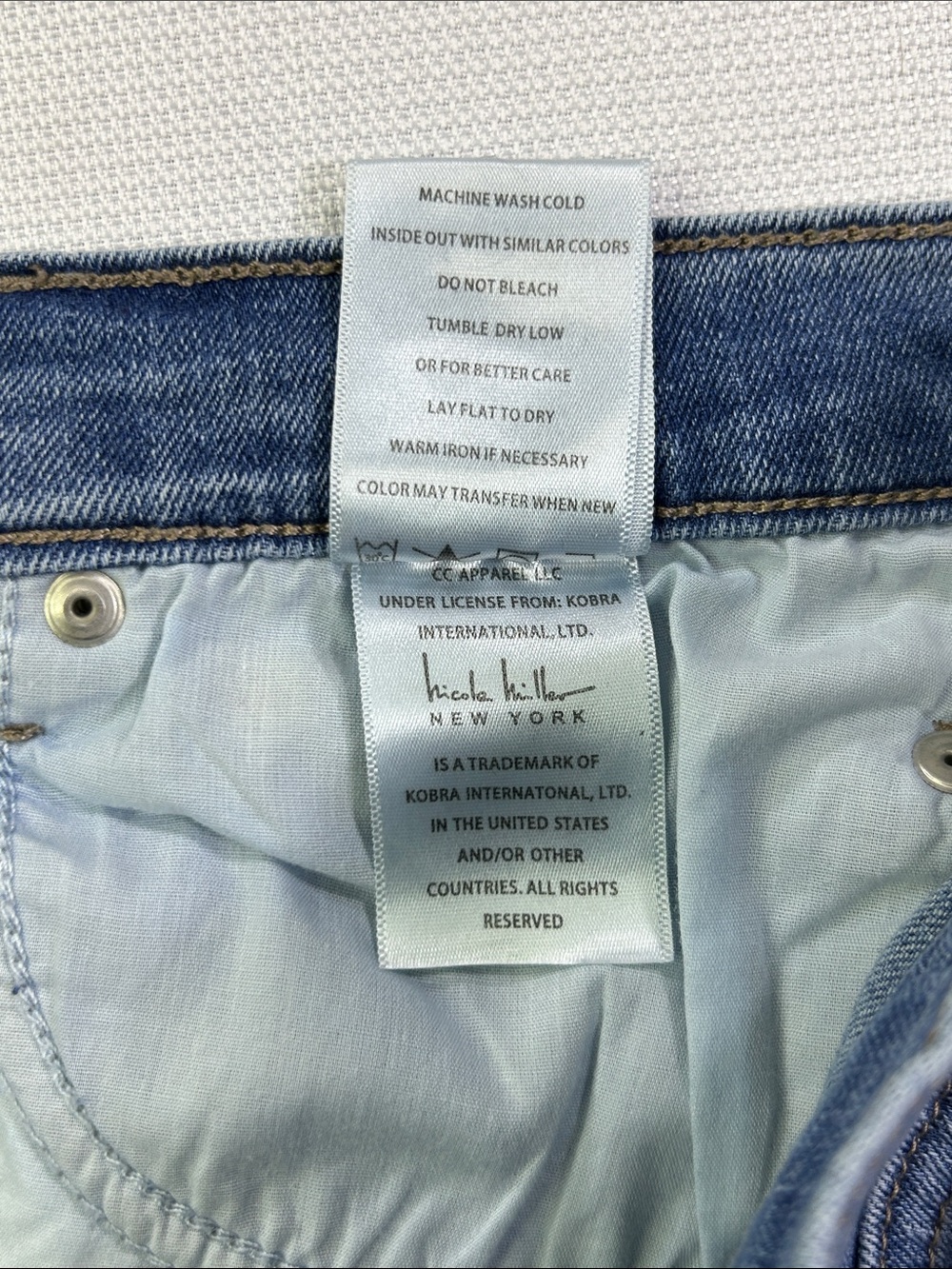 Nicole Miller New York Soho High Rise Bootcut Jeans Size 14 Distressed Stretch - Picture 8 of 10